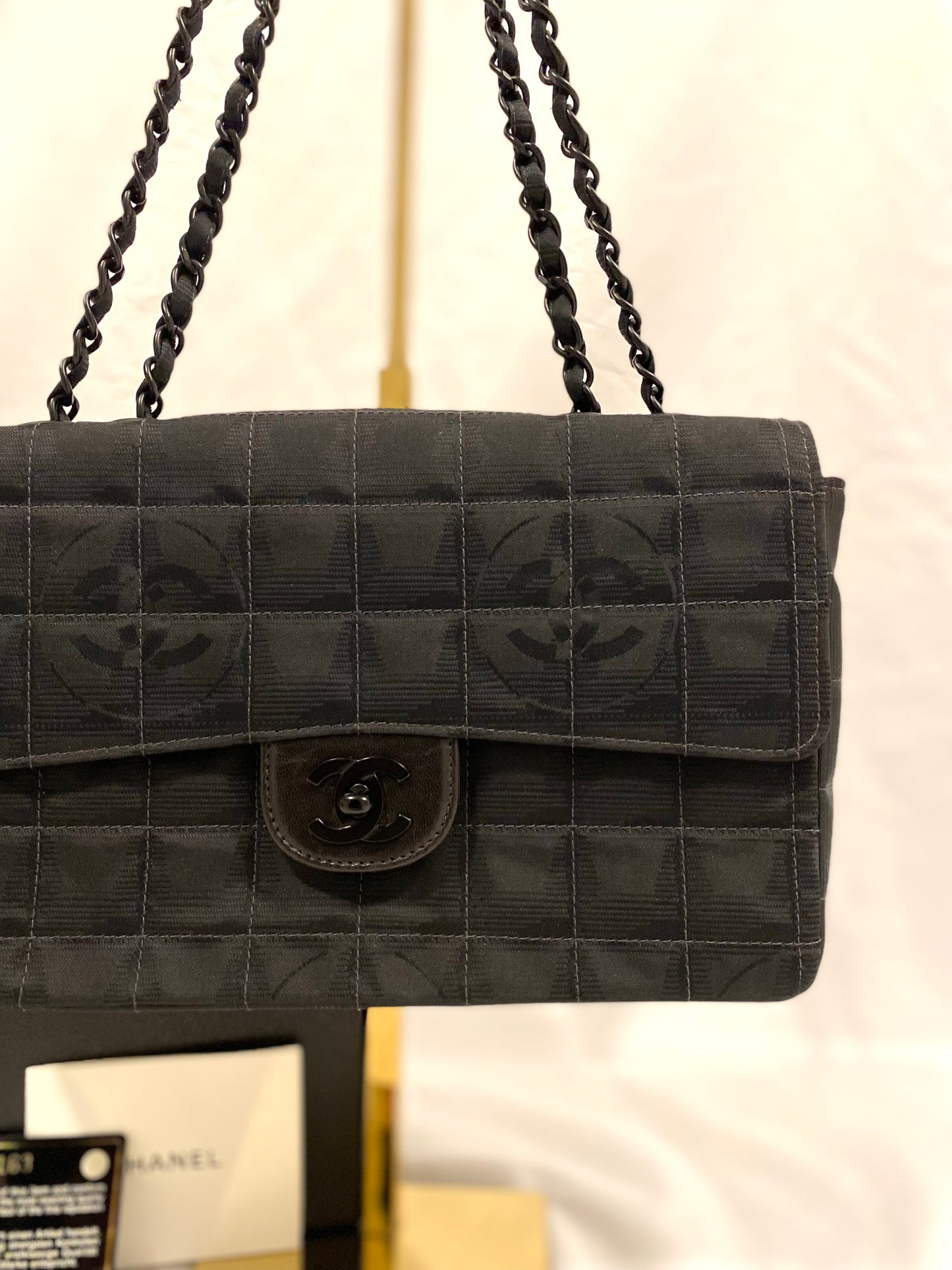 Rare Chanel Matte Black Nylon Travel Flap Bag