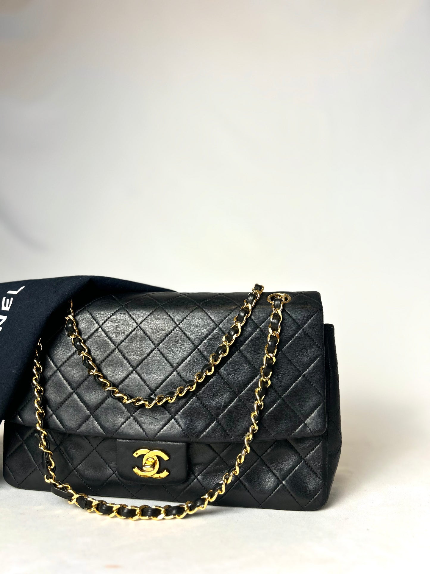 Authentic 1990s Chanel Single Lambskin Flap Bag