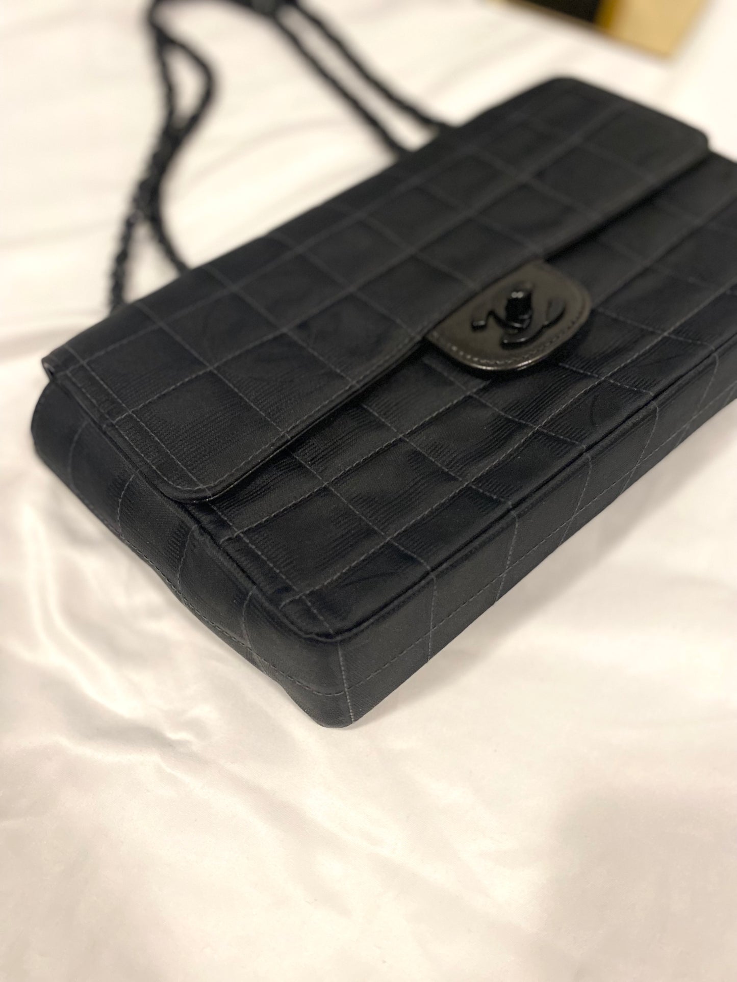 Rare Chanel Matte Black Nylon Travel Flap Bag