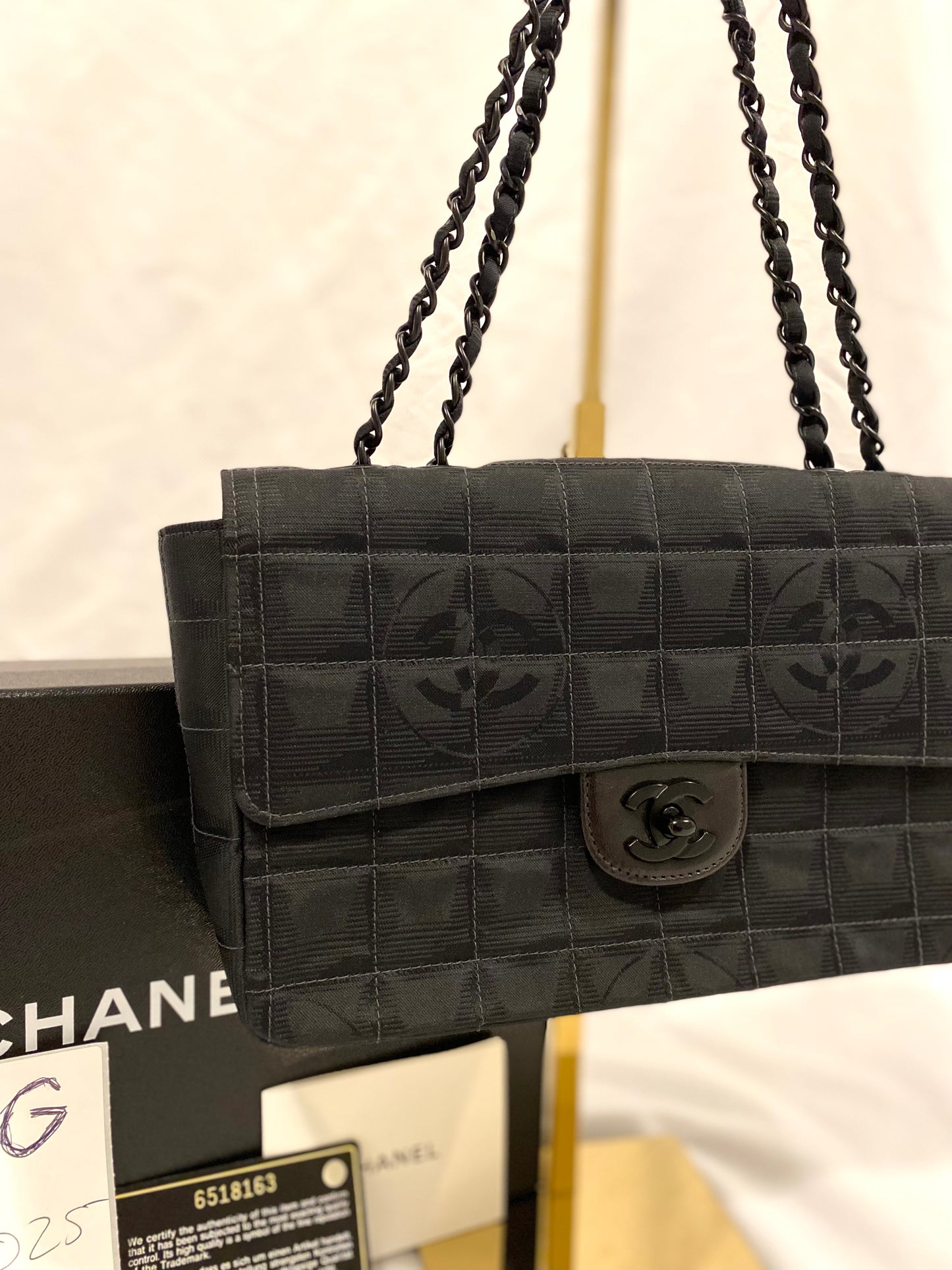 Rare Chanel Matte Black Nylon Travel Flap Bag