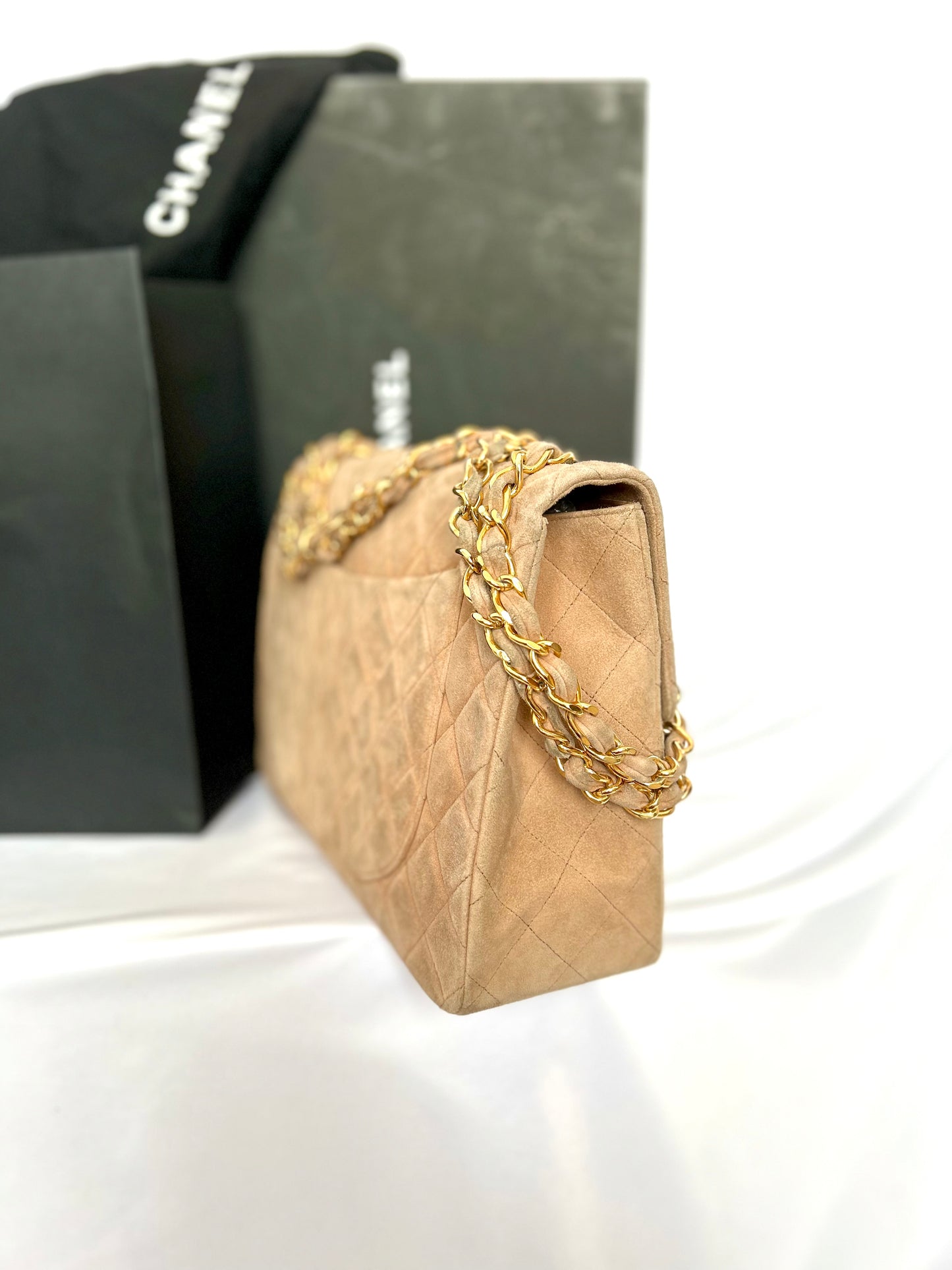 Chanel Brown Suede Maxi Flap Bag