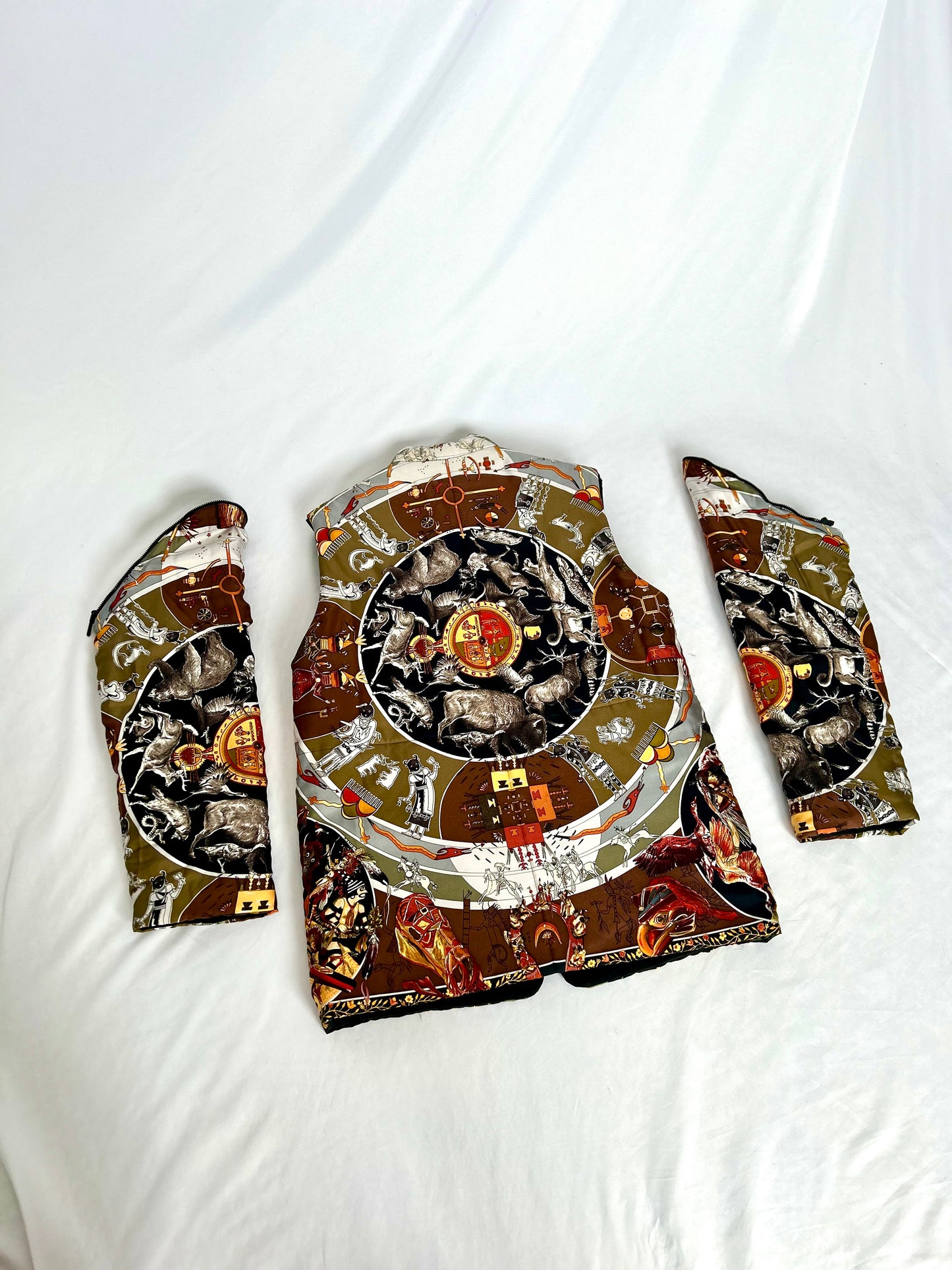 Archival Hermes Silk Detachable Sleeve Jacket Coat designed by Martin Margiela