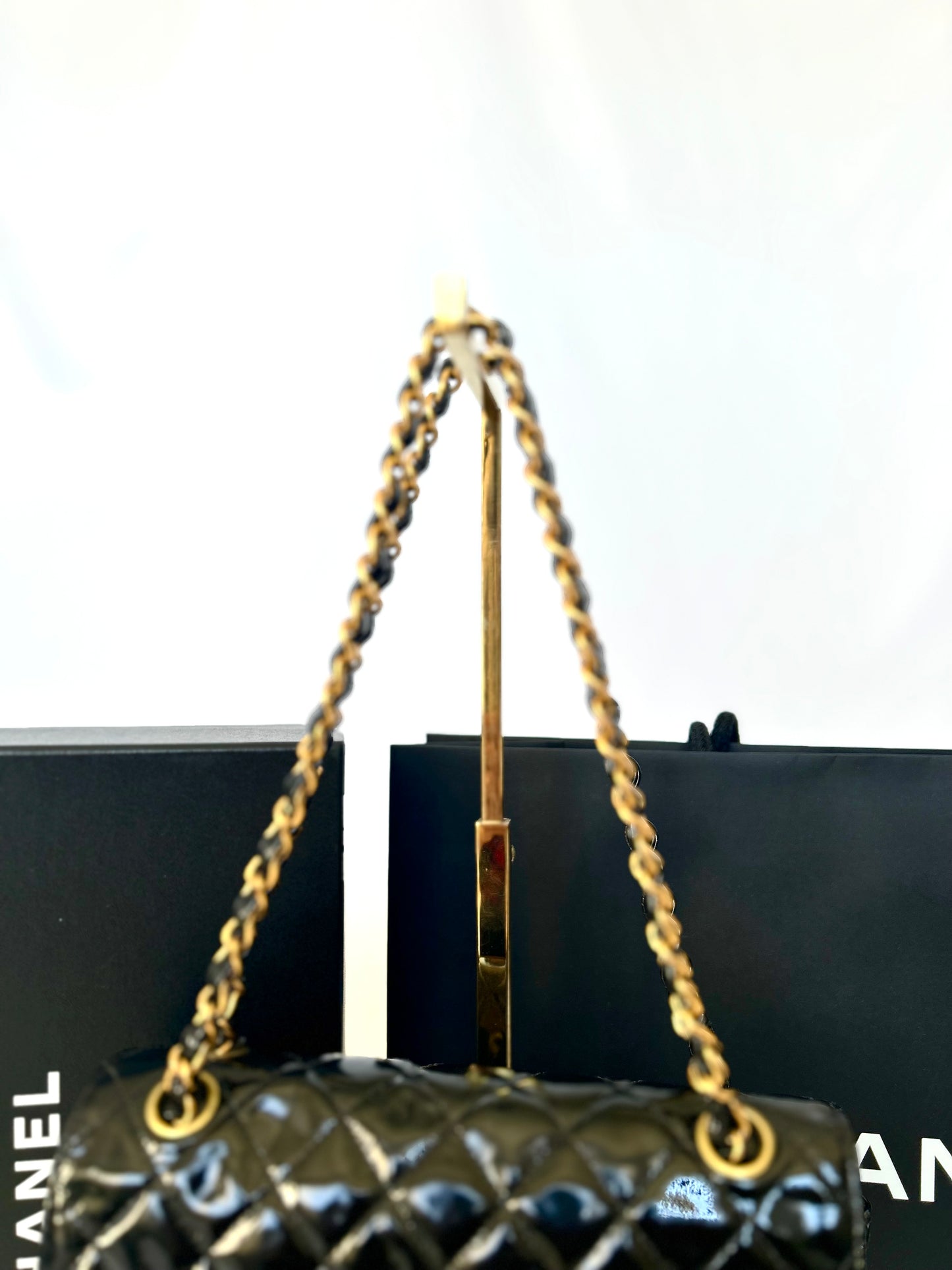 Double Faced Chanel Patent Leather Flap Bag Purse Shoulder Bag