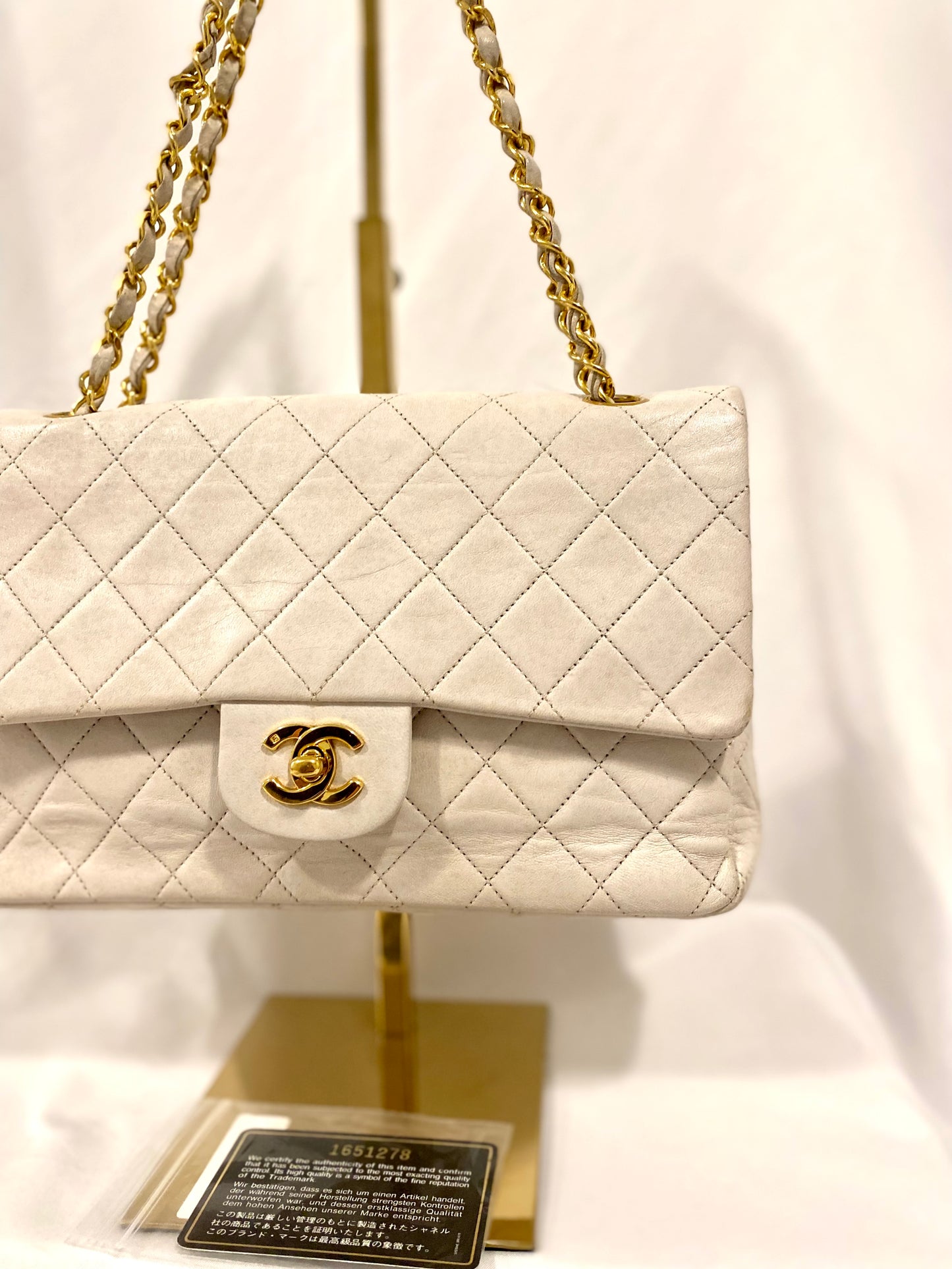 White Chanel Classic Flap Medium