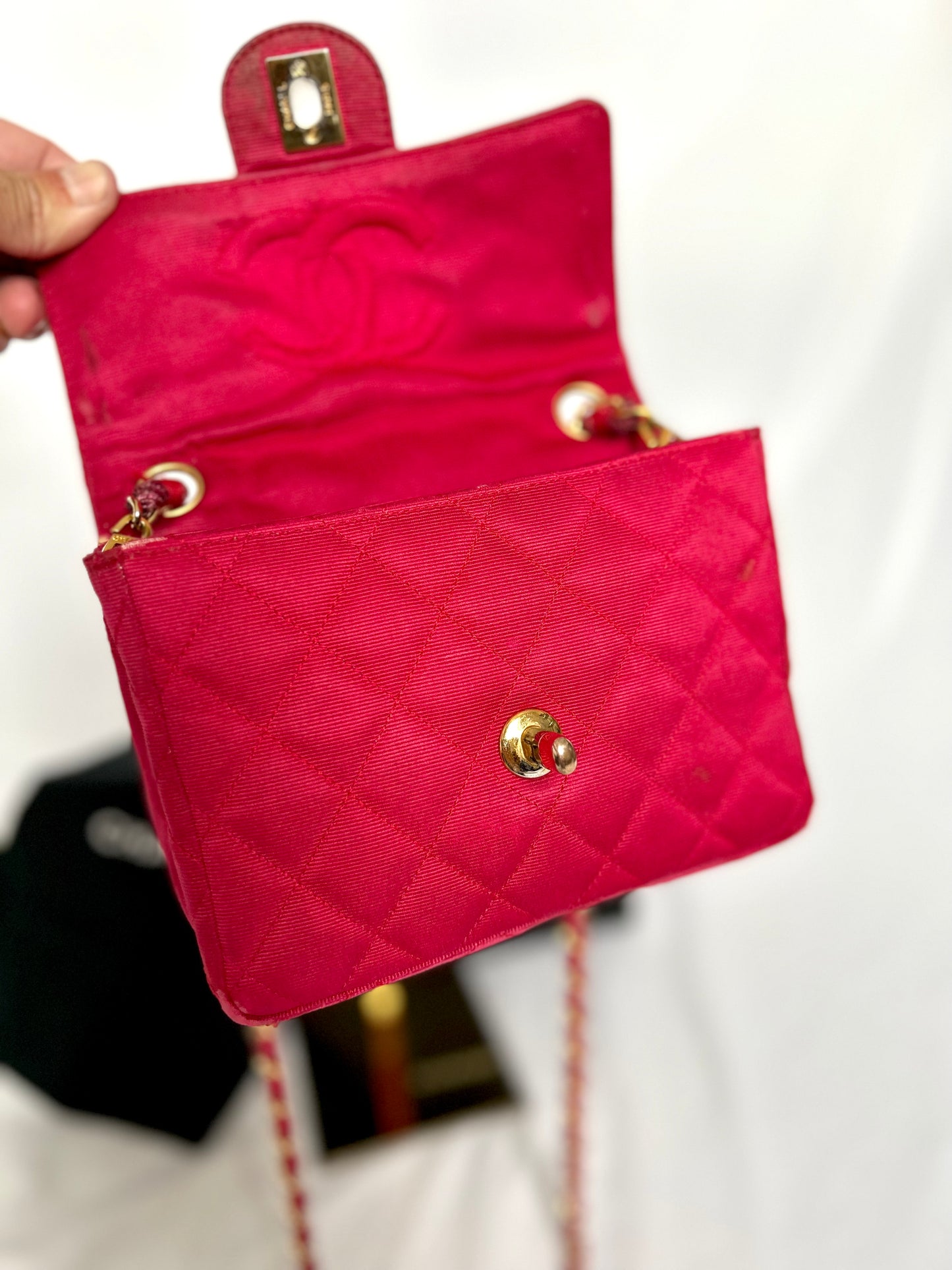 Pink Chanel Mini Square Flap Bag