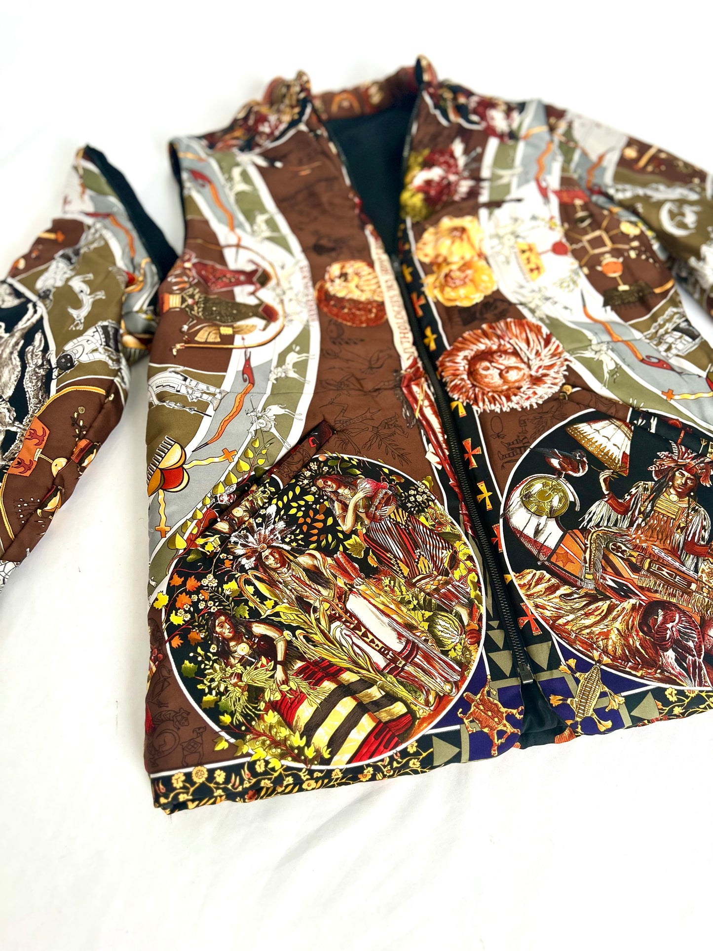 Archival Hermes Silk Detachable Sleeve Jacket Coat designed by Martin Margiela