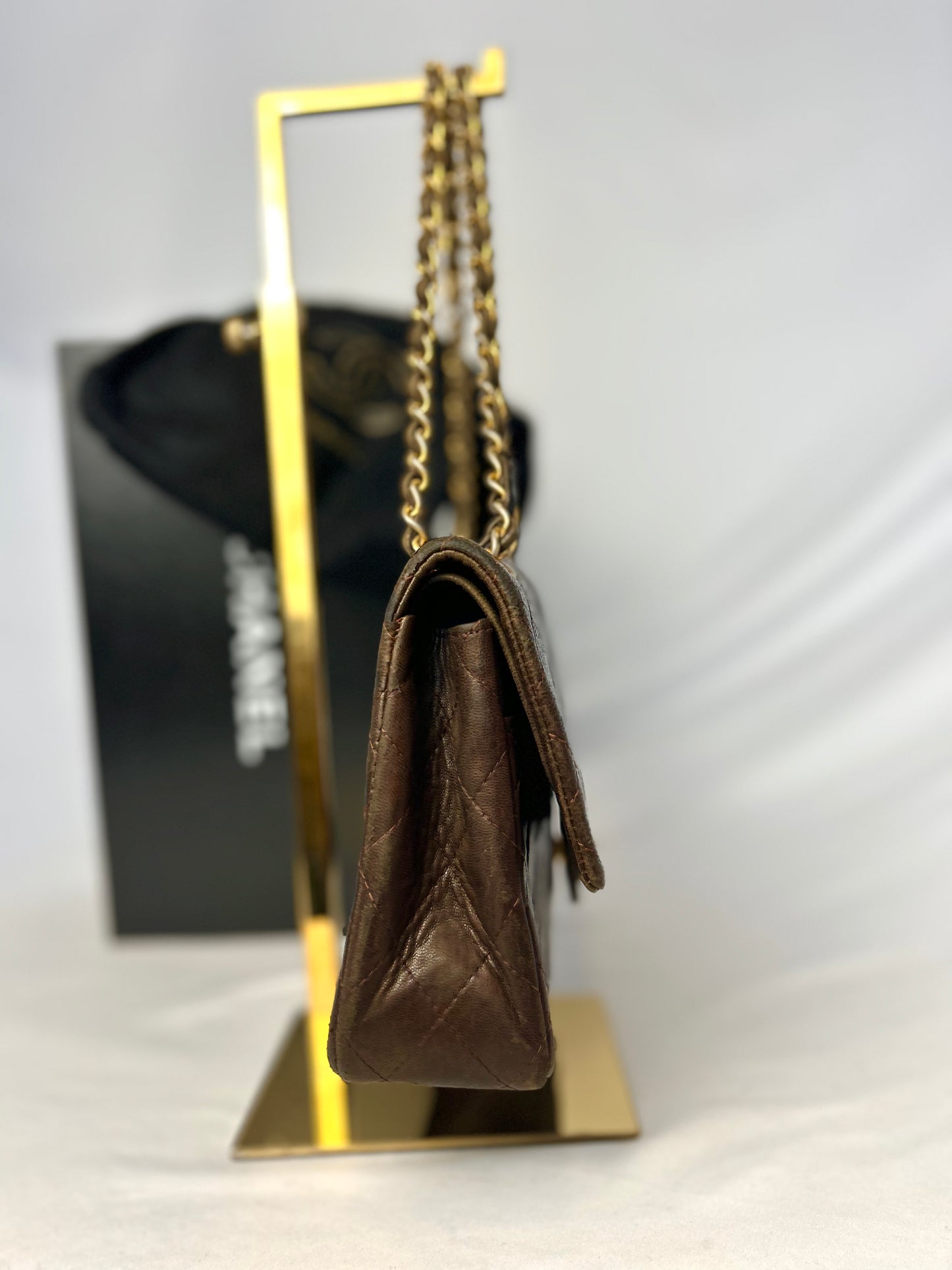 Chocolate Brown Chanel 1980s Vintage Medium Lambskin Classic Flap & Chanel Sneakers