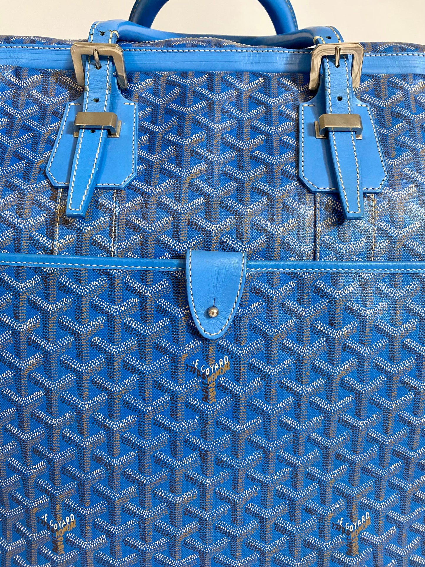 Goyard Blue Majordome Luggage Bag