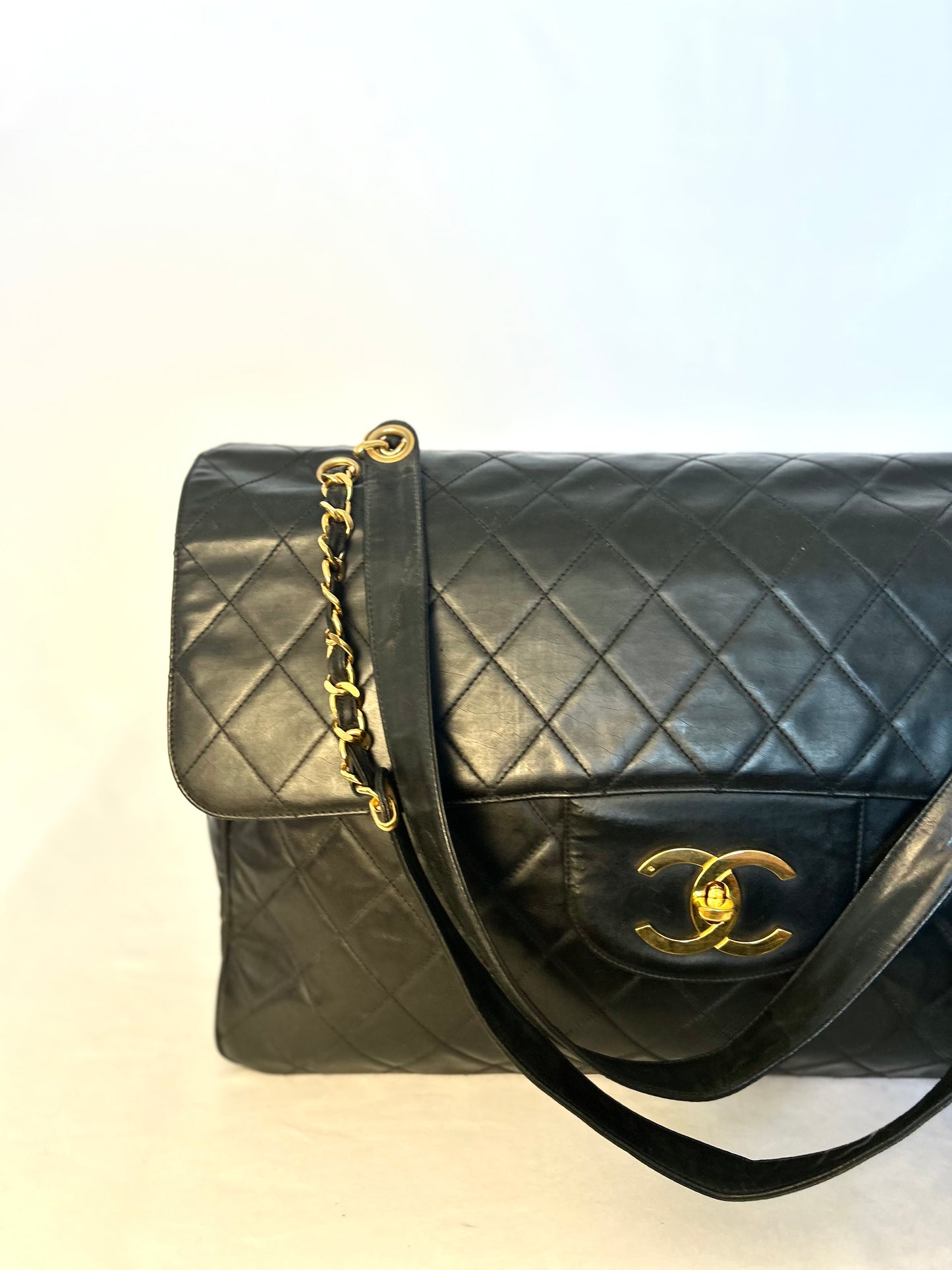 Black Calfskin XXL Supermodel Flap Bag