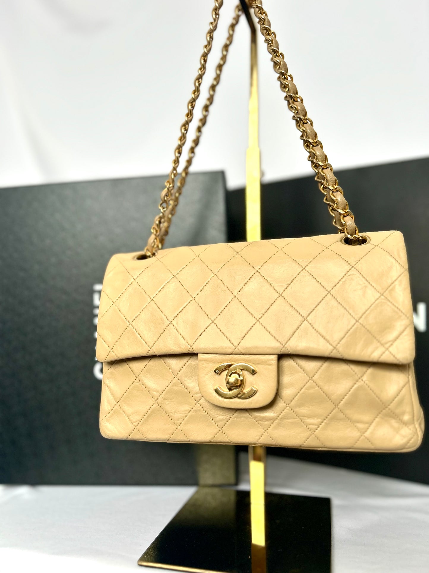 Chanel Beige Lambskin Medium Classic Flap 2/2 Payments