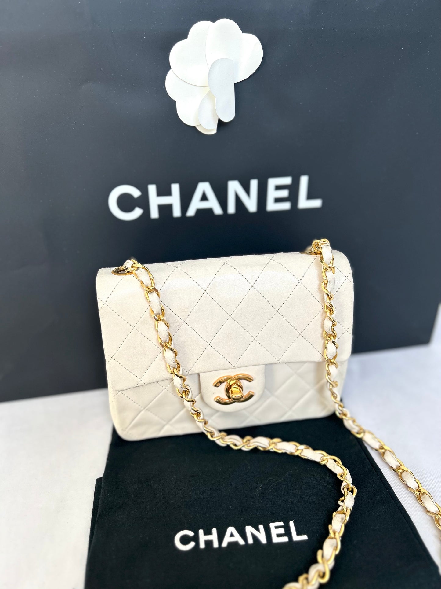 Chanel White Mini Square Flap Bag