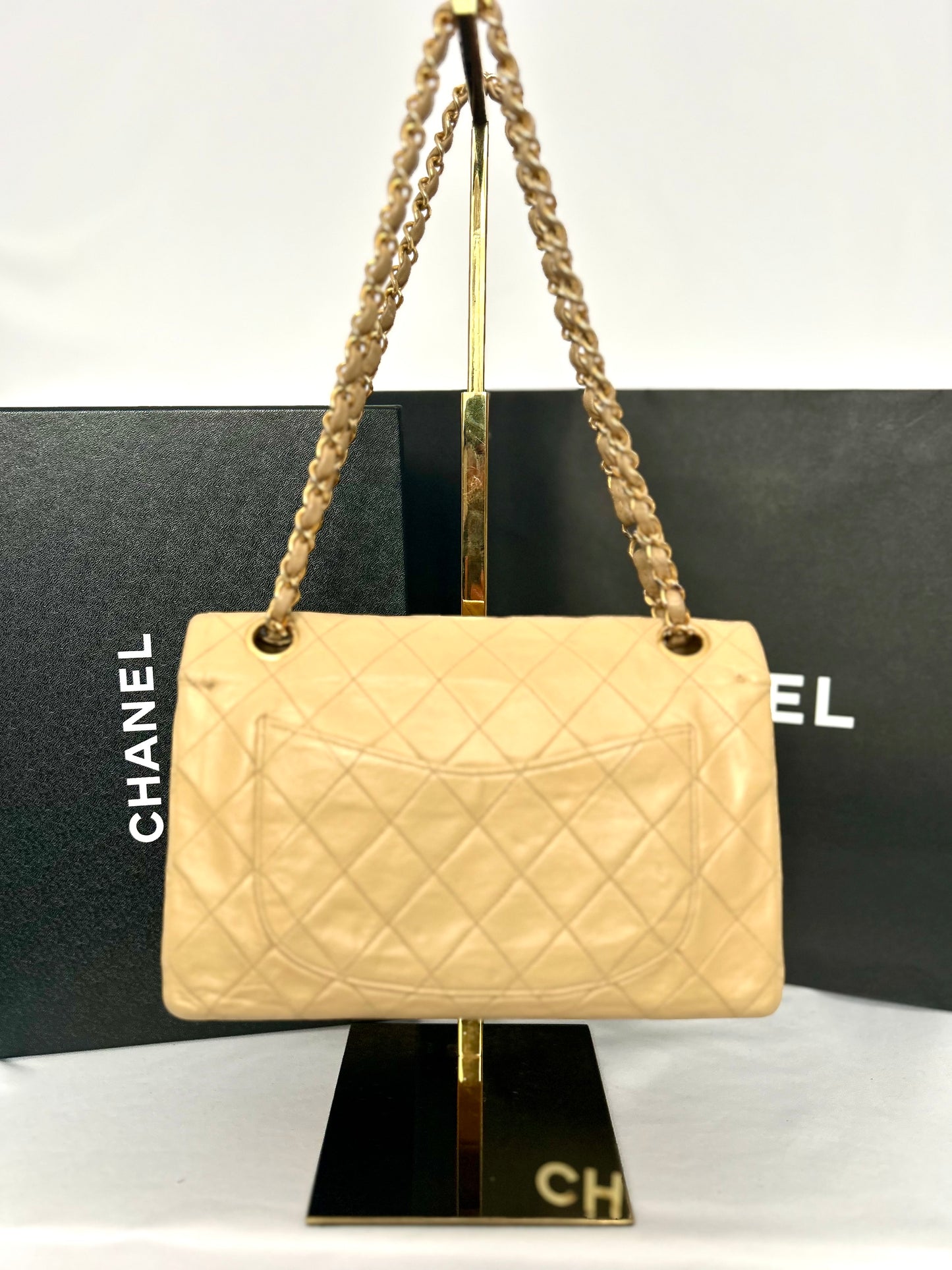Chanel Beige Lambskin Medium Classic Flap 2/2 Payments