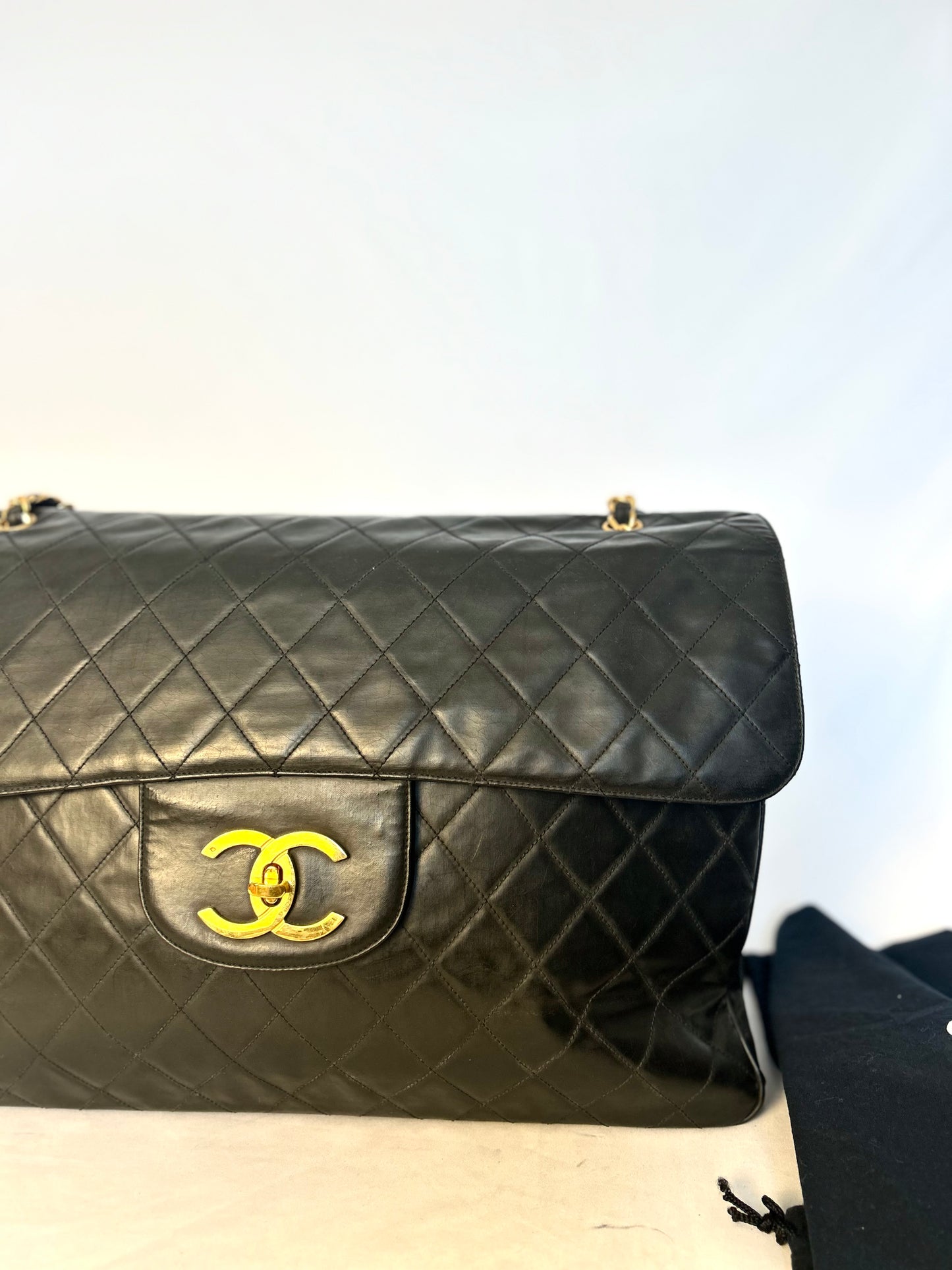 Black Calfskin XXL Supermodel Flap Bag
