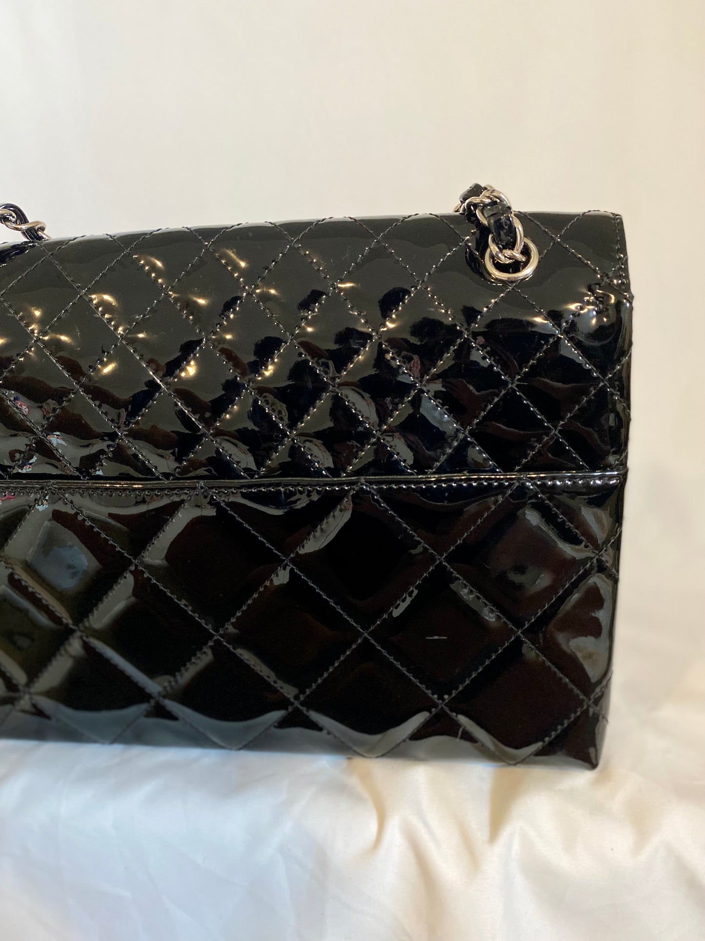 Chanel Maxi Patent Leather Silver Hardware