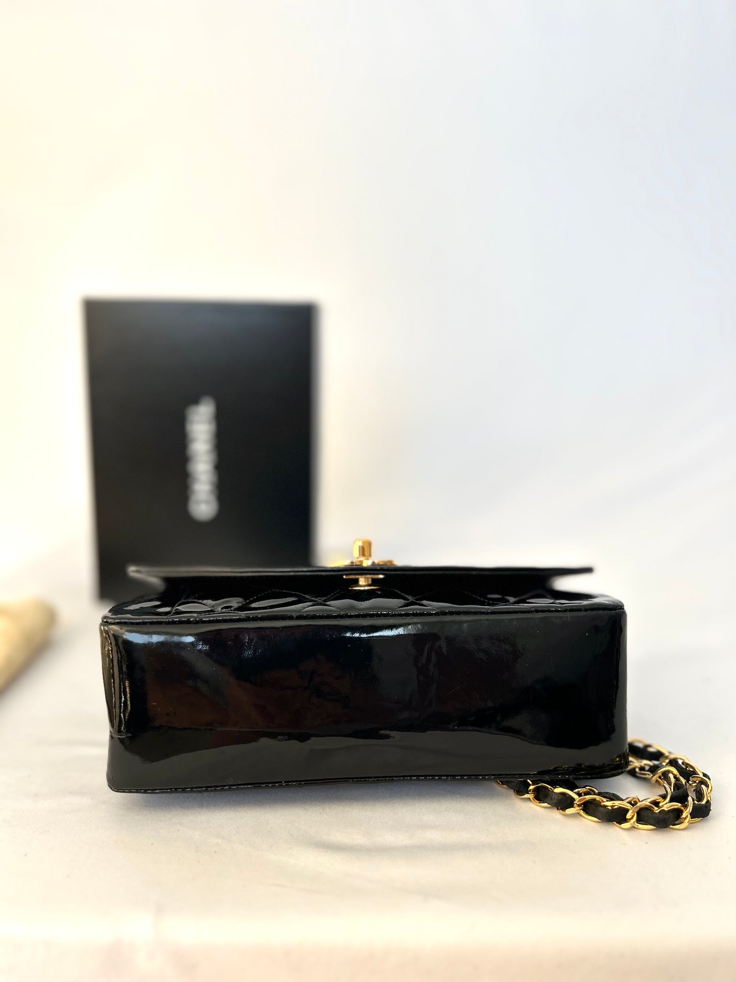 Authentic Chanel Patent Leather Small Diana Flap Bag