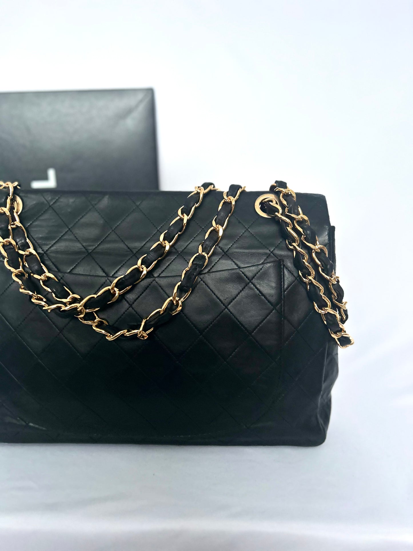 Chanel Black Lambskin Maxi Flap Bag